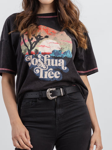 American Bling Women Mineral Wash “Joshua Tree” Graphic Short Sleeve Relaxed Fit Tee AB-T2008 （Prepack 6 Pcs）