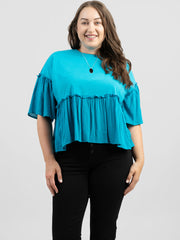 American Bling Women Jersey Contrast Crepe Viscose Plus Size Top AB-T1027（Prepack 6 Pcs）