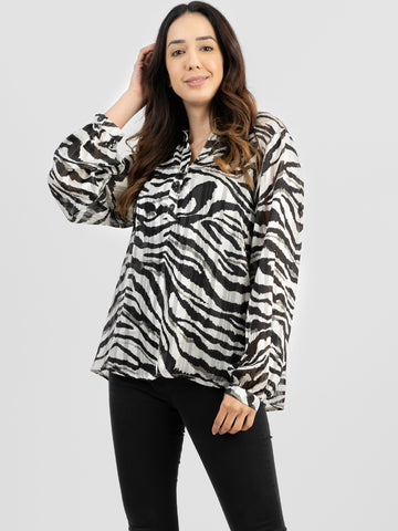 American Bling Women Zebra Print Shirt AB-TS1029（Prepcak 6 Pcs）