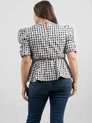 American Bling Women Daisy Print Gingham Plus Size Short Sleeve Top AB-T1007