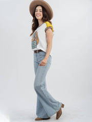 Delila Women Mineral Wash “Good Luck” Graphic Short Sleeve Tee DL-T068