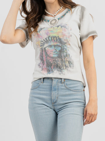 Women Mineral Wash “Tribe” Graphic Short Sleeve Tee DL-T012