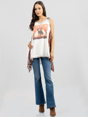 Delila Women Mineral Wash Rodeo Graphic Sleeveless Tee DL-T086