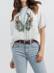 American Bling Women Mineral Wash ''Dreamer'' Graphic Short Sleeve Relaxed Fit Tee AB-T2005 （Prepack 6 Pcs）