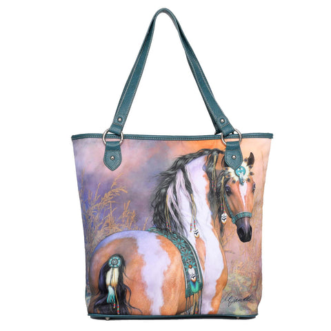 MW1022G-8113  Montana West Horse Print Concealed Carry Tote