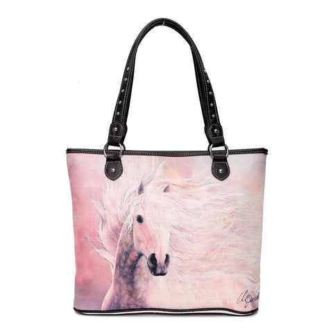MWS1024-8112 Montana West Horse Canvas Tote Bag with Wristlet