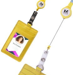 IDT-001  Montana West Real Leather Retractable ID Card Holder Reel Badge with Lanyard