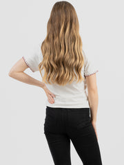 Women's Contrast Stitched Studded Short Sleeve Tee DL-T023