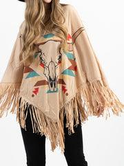 PCH-1715 Montana West Steer Skull Collection Poncho