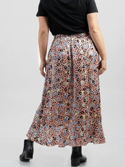 American Bling Women Leopard Print Satin Frill Midi Skirt AB-SK1025（Prepack 6 Pcs）