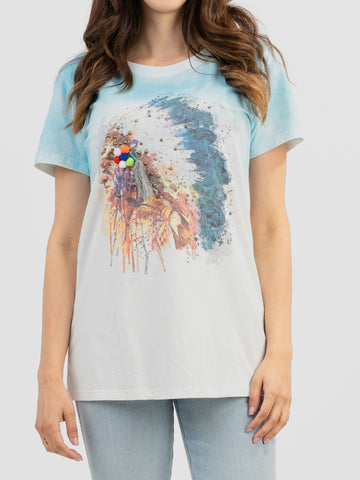 Women's Mineral Wash “Tribe” Graphic Short Sleeve Tee DL-T022
