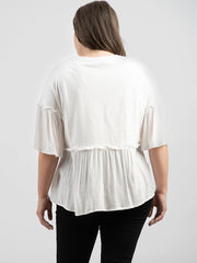 American Bling Women Jersey Contrast Crepe Viscose Plus Size Top AB-T1027