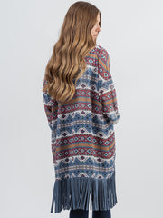 Delila Women Tassel “Aztec” Graphic ¾ Sleeve Kimono DL-P001