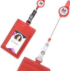 IDT-001  Montana West Real Leather Retractable ID Card Holder Reel Badge with Lanyard