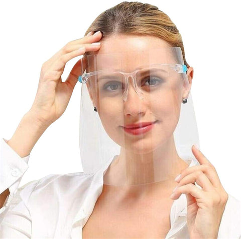 Safety Face Shield Anti-Fog Face Visor 10 Pcs Replaceable Shields & 10 Pairs Reusable Goggles Protect Eyes and Face