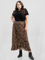 American Bling Women Leopard Print Satin Frill Midi Skirt AB-SK1025（Prepack 6 Pcs）