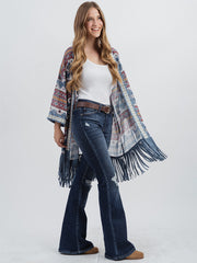 Delila Women Tassel “Aztec” Graphic ¾ Sleeve Kimono DL-P001
