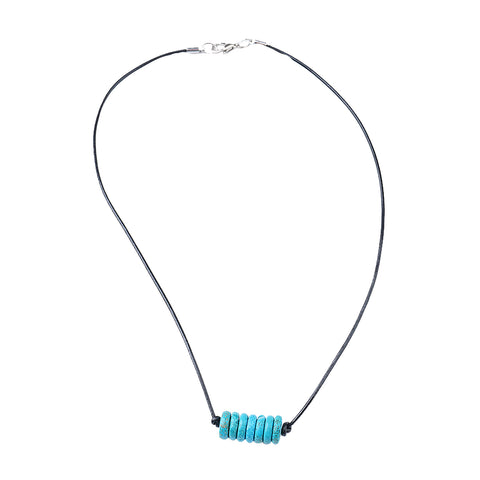 NKS221010-09C Turquoise Stone With Leather Cord Choker
