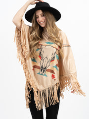 PCH-1715 Montana West Steer Skull Collection Poncho