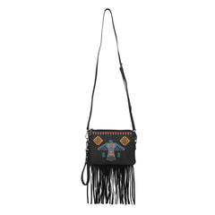 WG36-181 Wrangler Embroidered Fringe Collection Clutch/Wristlet/Crossbody