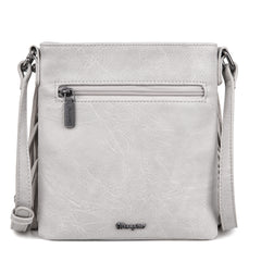 WG44-8360 Wrangler Leather Fringe Jean Denim Pocket Crossbody - White