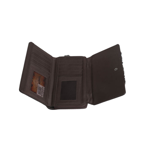 TR135-W010 Trinity Ranch Hair-On Studded Collection Secretary Style Wallet
