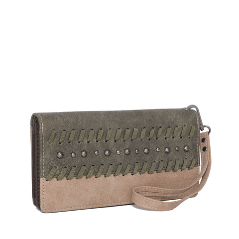 WG28-W039 Wrangler Whipstitch and Studs Western Wallet（Wrangler by Montana West）