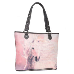 MWS1024-8112 Montana West Horse Canvas Tote Bag with Wristlet