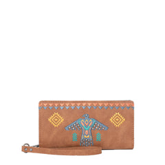 WG36-W039 Wrangler Embroidered Aztec Eagle Fringe Collection Wallet