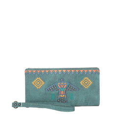 WG36-W039 Wrangler Embroidered Aztec Eagle Fringe Collection Wallet