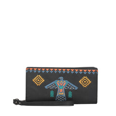 WG36-W039 Wrangler Embroidered Aztec Eagle Fringe Collection Wallet