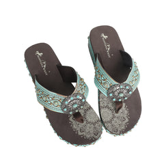 SEF11-S066 Montana West Aztec Tooled Wedge with Crosses Flip Flops By Case