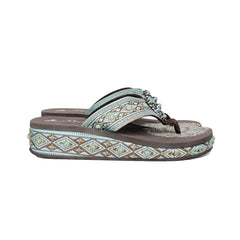 SEF11-S066 Montana West Aztec Tooled Wedge with Crosses Flip Flops By Case