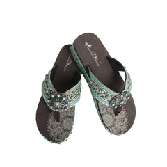 SEF11-S066 Montana West Aztec Tooled Wedge with Crosses Flip Flops By Case