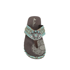 SEF11-S066 Montana West Aztec Tooled Wedge with Crosses Flip Flops By Case