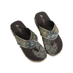 SEF11-S066 Montana West Aztec Tooled Wedge with Crosses Flip Flops By Case