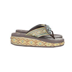 SEF11-S066 Montana West Aztec Tooled Wedge with Crosses Flip Flops By Case