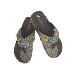 SEF11-S066 Montana West Aztec Tooled Wedge with Crosses Flip Flops By Case