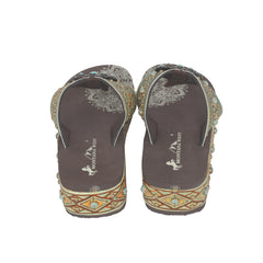 SEF11-S066 Montana West Aztec Tooled Wedge with Crosses Flip Flops By Case