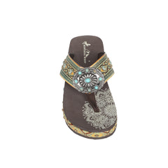 SEF11-S066 Montana West Aztec Tooled Wedge with Crosses Flip Flops By Case