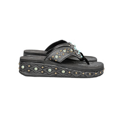 SEF11-S066 Montana West Aztec Tooled Wedge with Crosses Flip Flops By Case