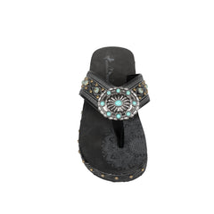 SEF11-S066 Montana West Aztec Tooled Wedge with Crosses Flip Flops By Case