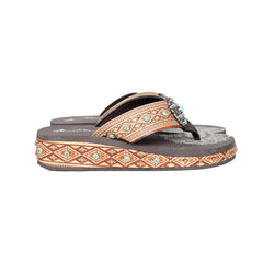 SEF11-S066 Montana West Aztec Tooled Wedge with Crosses Flip Flops By Case