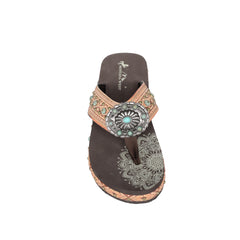 SEF11-S066 Montana West Aztec Tooled Wedge with Crosses Flip Flops By Case