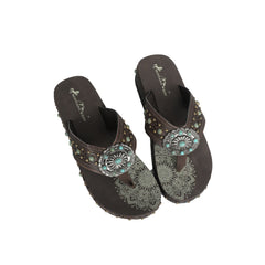 SEF11-S066 Montana West Aztec Tooled Wedge with Crosses Flip Flops By Case