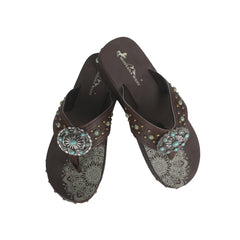 SEF11-S066 Montana West Aztec Tooled Wedge with Crosses Flip Flops By Case