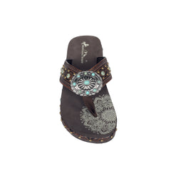 SEF11-S066 Montana West Aztec Tooled Wedge with Crosses Flip Flops By Case