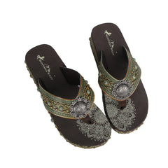 SEF11-S095 Montana West Aztec Tooled Wedge with Crosses Flip Flops By Case