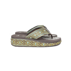 SEF11-S095 Montana West Aztec Tooled Wedge with Crosses Flip Flops By Case