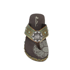 SEF11-S095 Montana West Aztec Tooled Wedge with Crosses Flip Flops By Case